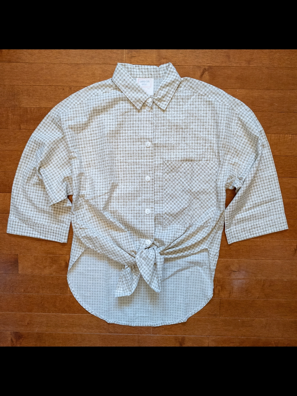 90s Landon West Women’s M Cotton Gingham Floral Top Made in USA Cottagecore